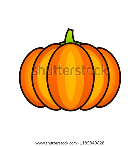 Orange pumpkin sticker . Happy Halloween. Vector illustration on white background