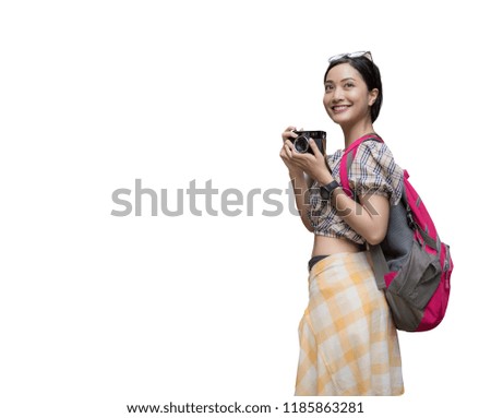 Happy smiles.Asian teen. Asian girl smiles at camera on white background