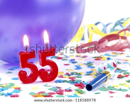 Birthday candles showing Nr. 55