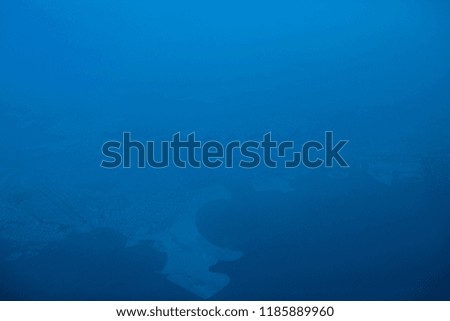 View from above,blue background and textures..