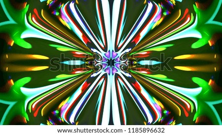 Kaleidoscopic neon colored authentic lights background