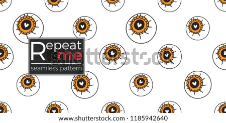 Halloween seamless pattern with all-seeing eyeball. Cute vector background for decoration halloween cadrs, package paper, flyer. 
