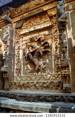 Wall deities carved into mountain walls of Ajanta caves,Aurangabad