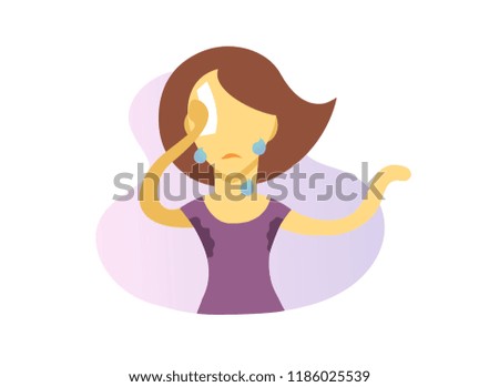 Sweating girl icon. Colorful flat vector illustration. Isolated on white background.