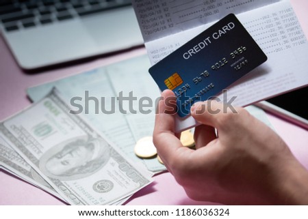 Credit card and bank book