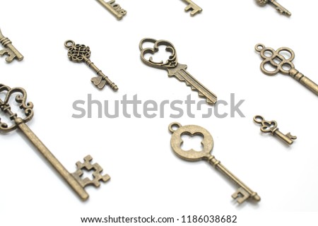retro keys isolated on white, pattern