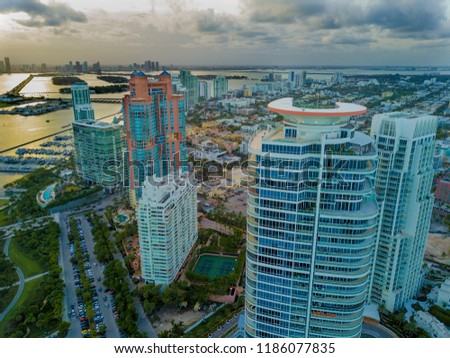 drone aerial picture of buildings of miami