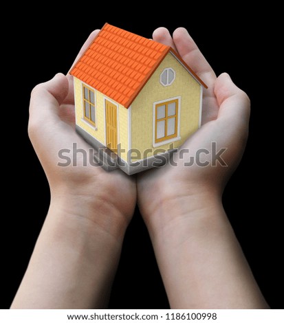 3d illustration. House in hands. Image with clipping path