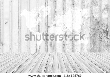 Metal rust or steel zinc wall texture abstract texture surface background use for background with wood table or terrace and world map