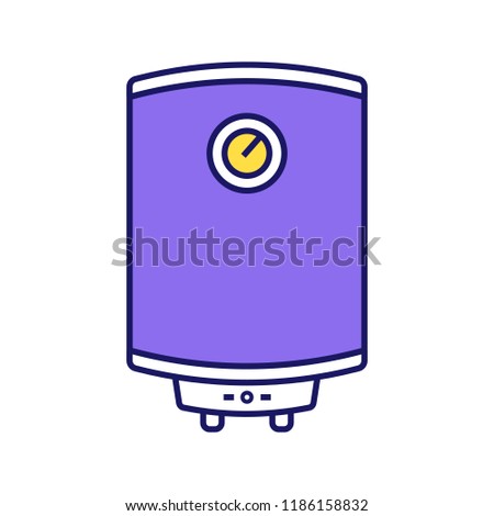 Electric water heater color icon. Heating water. Home boiler. Isolated vector illustration
