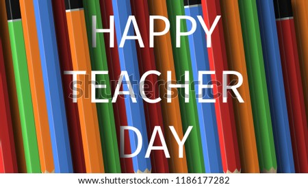 Happy teachers day poster concept. Appreciation gift. 3d realistic wooden pencils. Colorful vector illustration with lettering