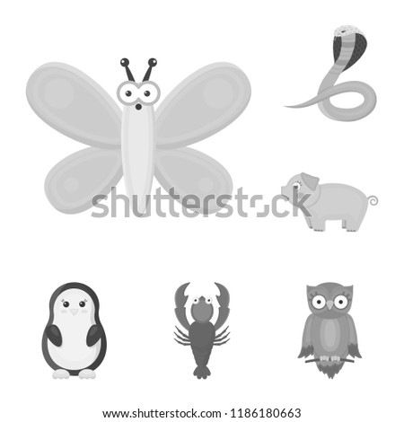 An unrealistic animal monochrome icons in set collection for design. Toy animals vector symbol stock web illustration.