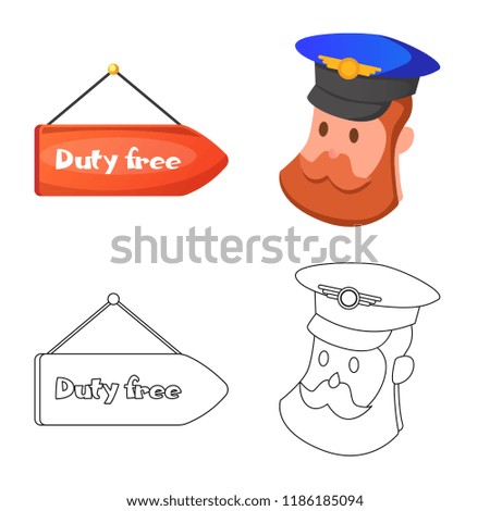 Isolated object of airport and airplane icon. Set of airport and plane stock vector illustration.