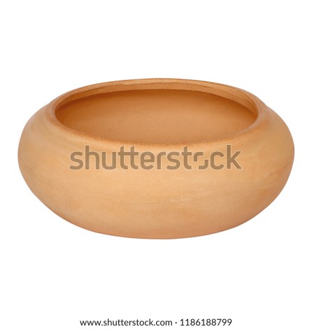 Brown clay pots for planting trees on white background