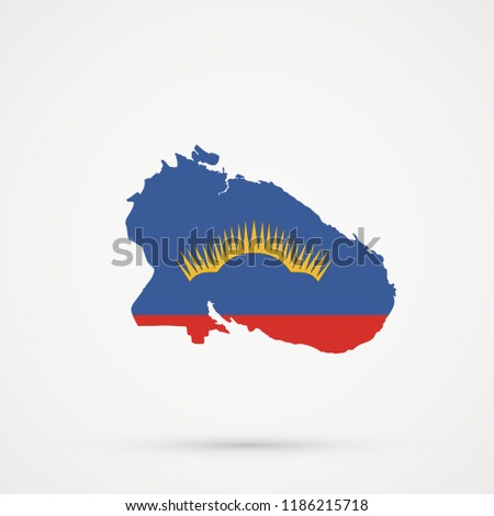Murmansk Oblast map in Murmansk Oblast flag colors, editable vector.