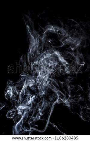 The smooth movement of white smoke on a black background, abstract things on a black background.