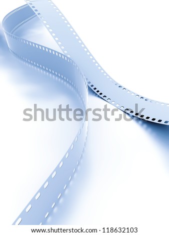 Metal model of a film on a white background