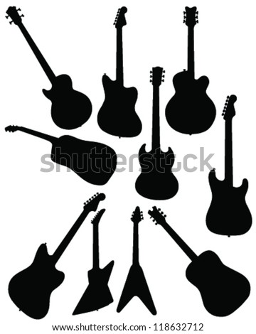 Silhouettes of guitar-vector
