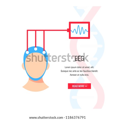 Electroencephalography vector concept. Brain wave measurement. Template for web banner