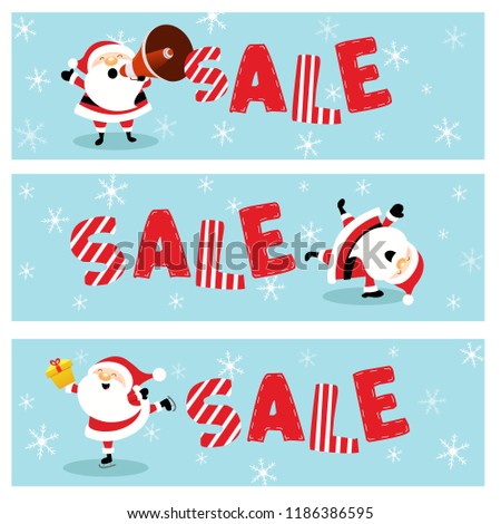 Cute Christmas Sale Banners With Santa