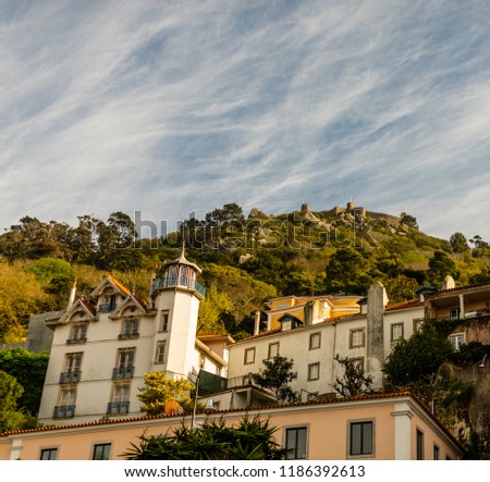Cityscape of Sintra, Portugal.
Colorful and old buildings.