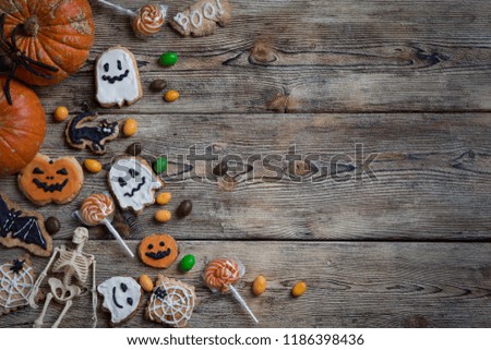 Background for Halloween on wooden boards