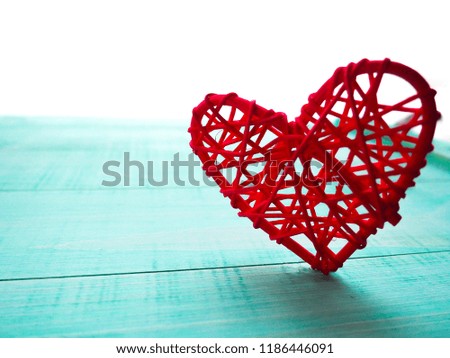 red heart on blue background