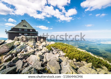 Sudety Mountains, Mountain shelter on Szrenica Royalty-Free Stock Photo #1186446346