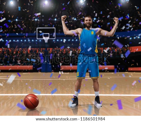 basketball player im blue uniform standing on basketball court