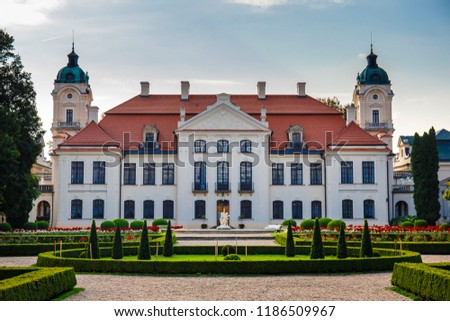 Zamoyski Palace in Kozlowka. It is a large rococo and neoclassical palace complex located in Kozlowka near Lublin in eastern Poland
