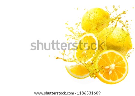fresh lemon and splash Royalty-Free Stock Photo #1186531609