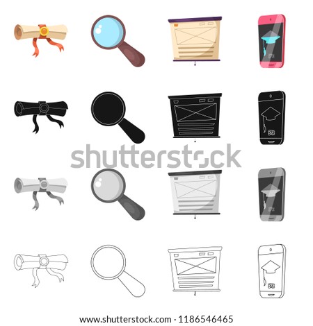 Isolated object of education and learning logo. Collection of education and school vector icon for stock.