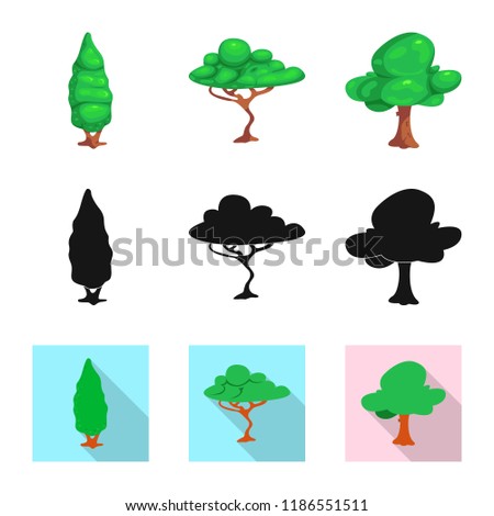Isolated object of tree and nature sign. Collection of tree and crown stock symbol for web.