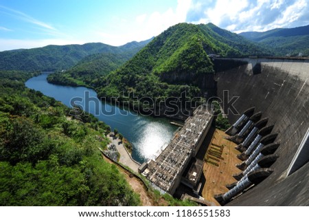 Bhumibol Dam at Tak Province. Royalty-Free Stock Photo #1186551583