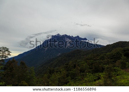 the greatest Mount Kinabalu view from Kundasang, Sabah, Borneo, Beautiful Nature landscape view of the greatest Mount Kinabalu, Sabah, Borneo