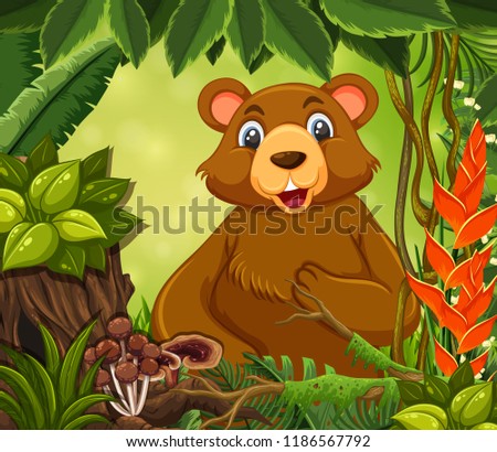A cute bear in forest illustration