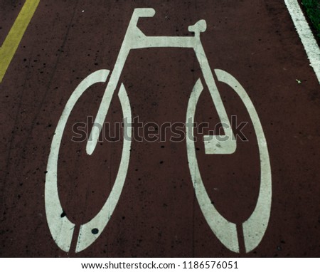 
Bicycle path and its markings on the city