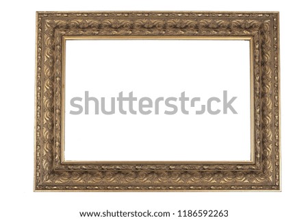 Golden wooden frame on an isolated studio background