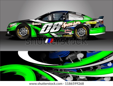 Car decal design vector. abstract racing graphic stripe background kit for vehicle vinyl wrap, race car sticker, and rally livery