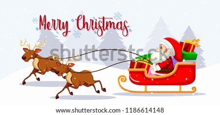Merry christmas santa on sleigh illustration