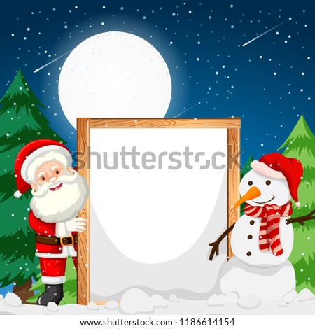 Frame with santa and snowman illustration