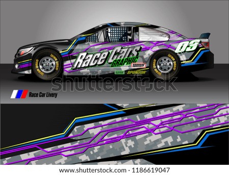 Car decal design vector. abstract racing graphic stripe background kit for vehicle vinyl wrap, race car sticker, and rally livery