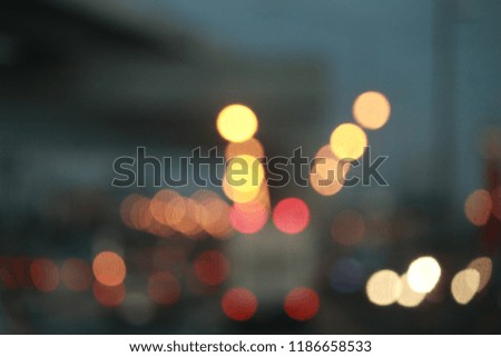 Abstract Bokeh blur of lighting on the road
