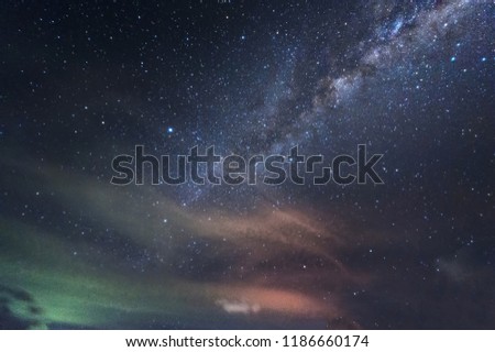 Milky way galaxy during starry night for background. Soft focus and noise due to long expose and high ISO.