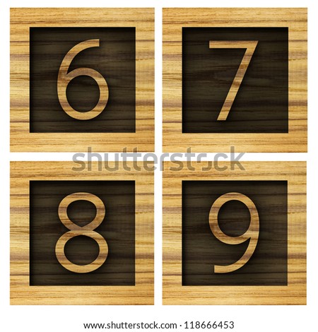 Teak wood 6-9 blocks with letters and numbers.