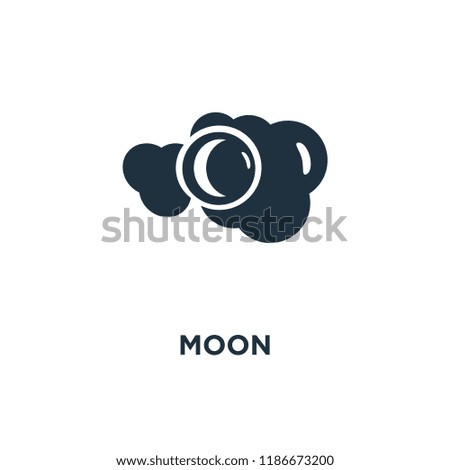Moon icon. Black filled vector illustration. Moon symbol on white background. Can be used in web and mobile.