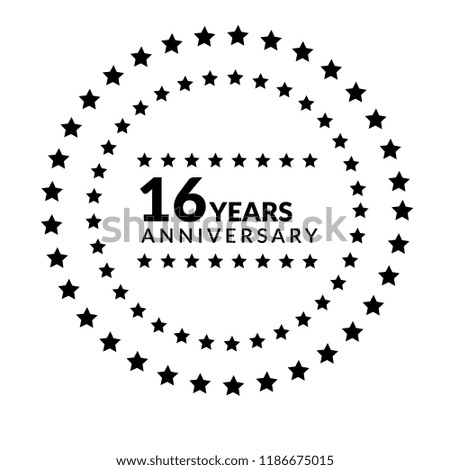 16 years anniversary celebration simple logo. 