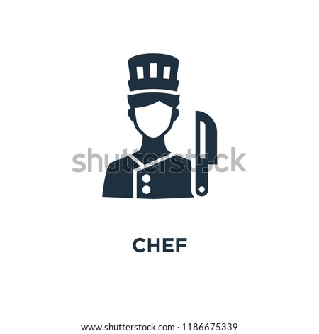 Chef icon. Black filled vector illustration. Chef symbol on white background. Can be used in web and mobile.