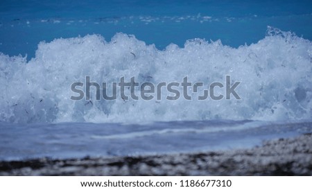 Ocean Seashore Image with Blue Water and Big White Beautiful Waves