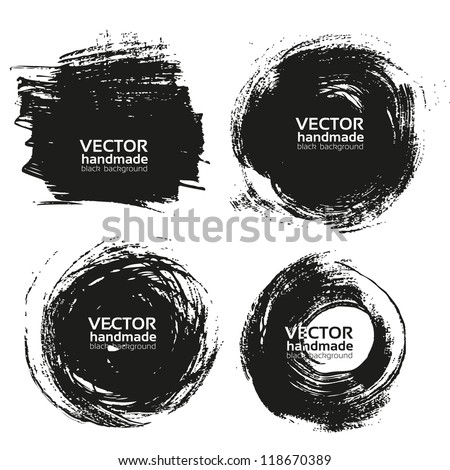 Vector beautiful handmade black strokes- backgrounds painted by brush